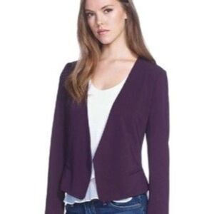 Rebecca Taylor Blazer Purple Open Style  Collarless Size 6